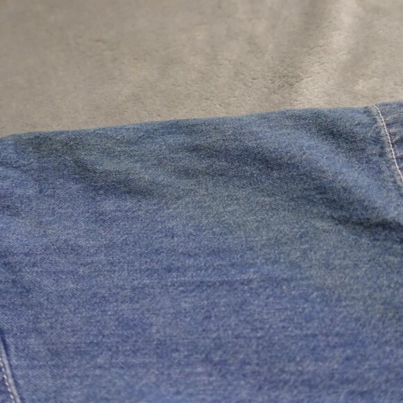 Vintage Let's Quizz Again Shirt Women's Small Blue Denim Embroidered Button Up - Picture 11 of 13